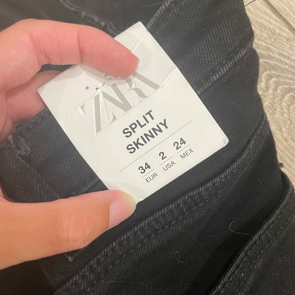 Zara split skinny black distressed jeans - Picture 4 of 8